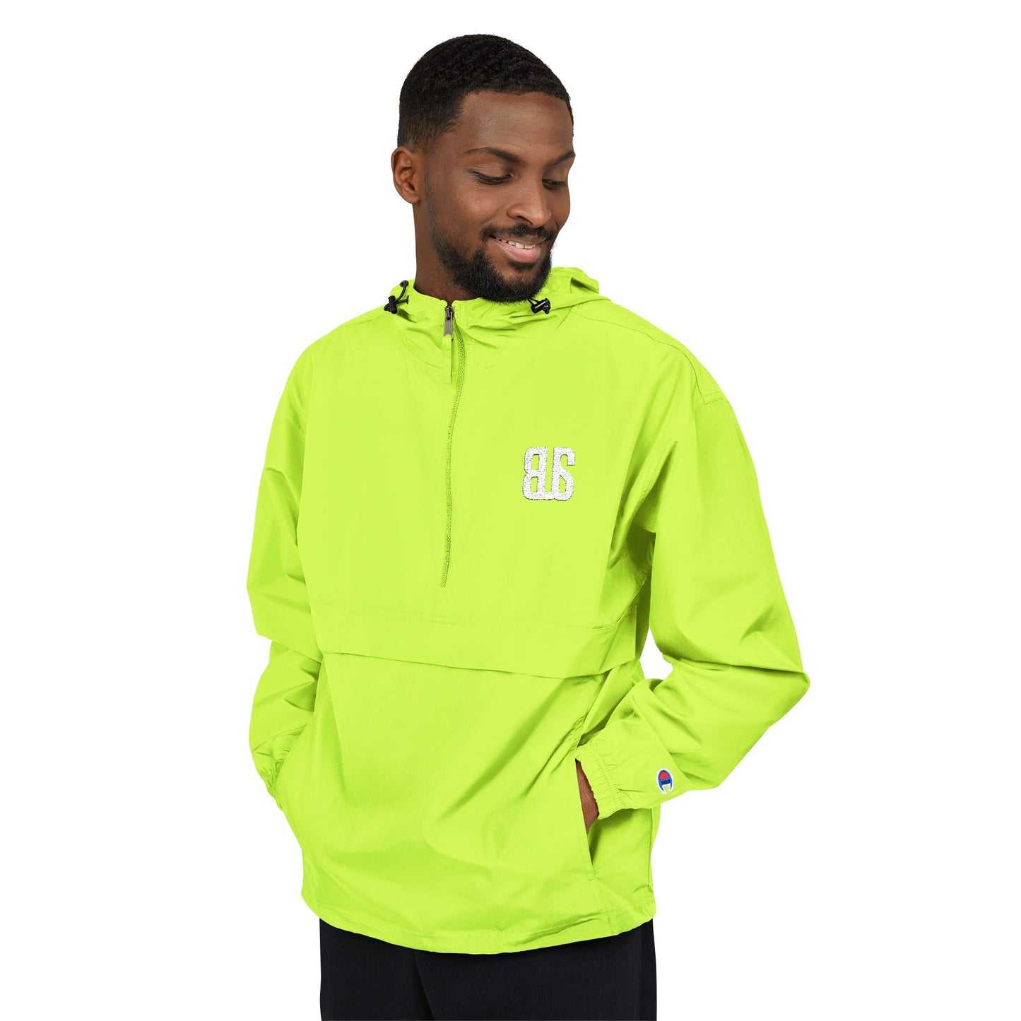 Champion Packable Orange Anorak Jacket - Lightweight Windbreaker for Outdoor Adventures