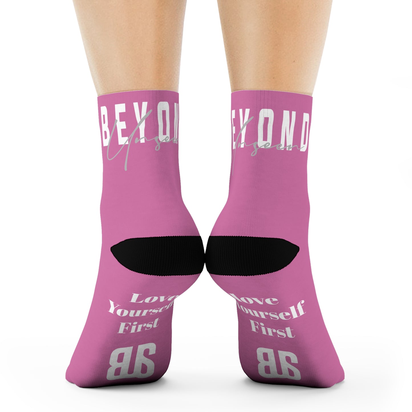 "Love Yourself First" - Motivational pink Socks