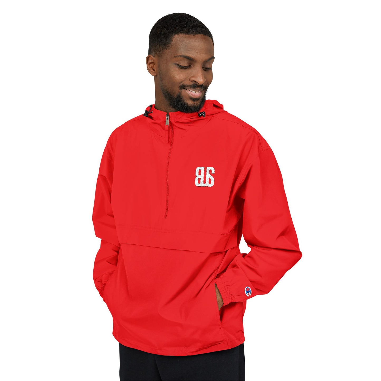 Champion Packable Orange Anorak Jacket - Lightweight Windbreaker for Outdoor Adventures