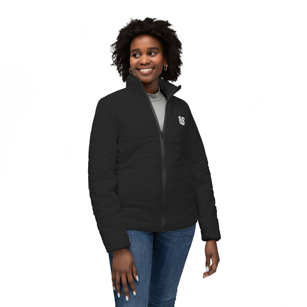 Beyond Unseen — Women's Puffer Jacket Black — streetwear jacket, independent clothing brand