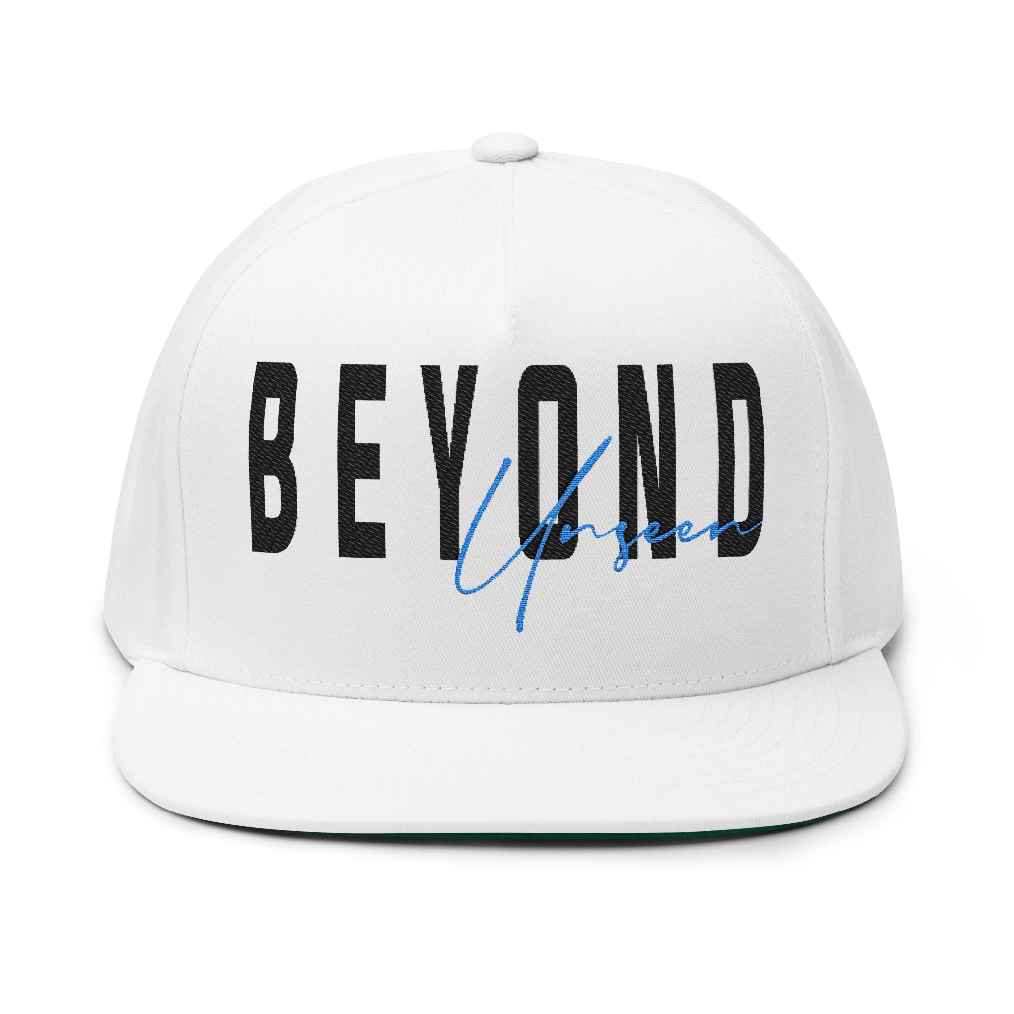 The Signature Flat Bill Cap — Beyond Unseen streetwear cap, independent clothing brand accessory