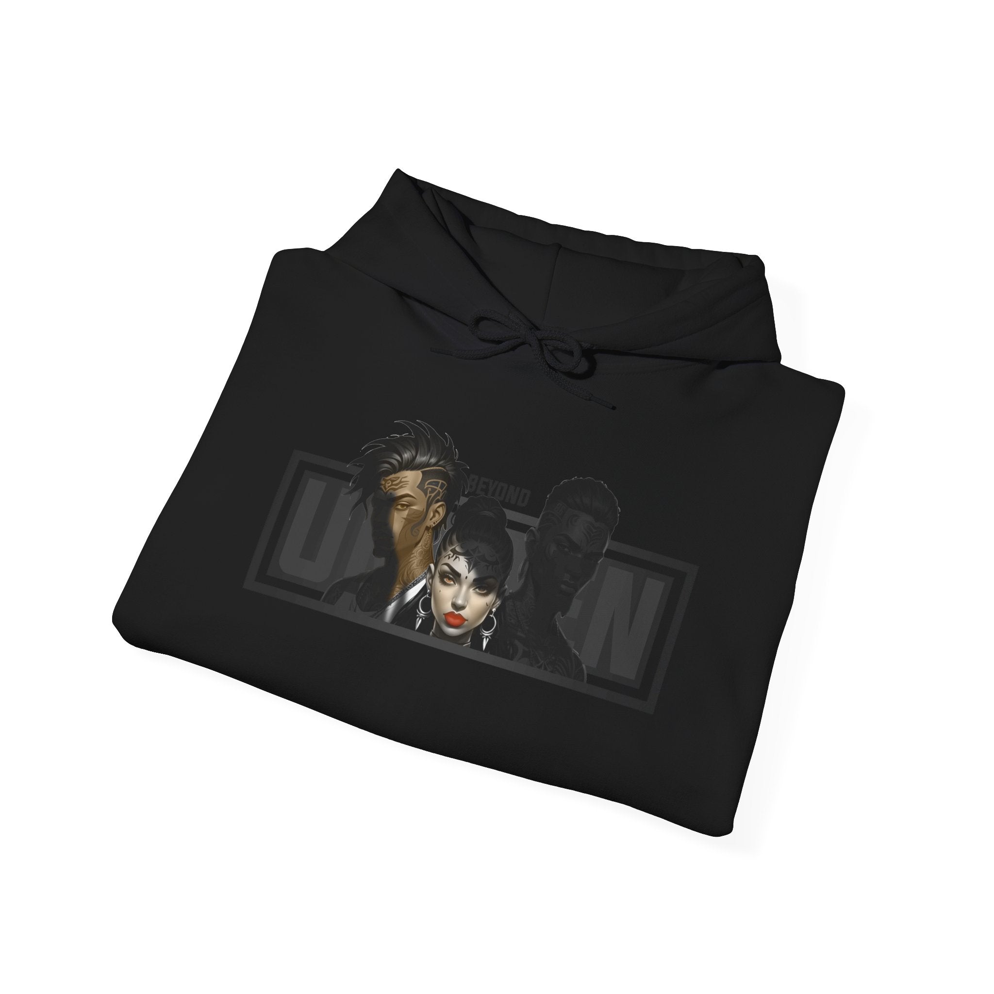 Unseen 3 Hoodie — Beyond Unseen streetwear hoodie, unisex heavy blend pullover