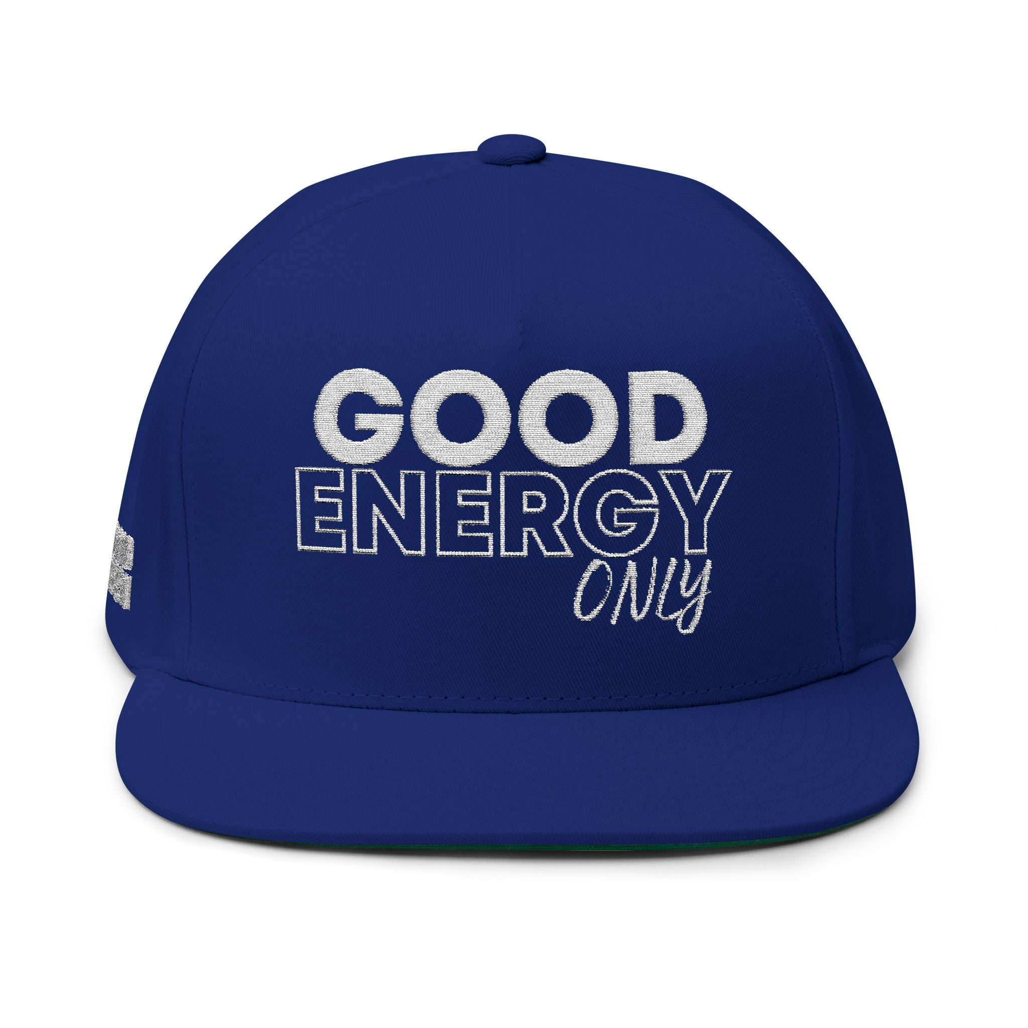 Good Energy Flat Bill Cap — Beyond Unseen streetwear cap, independent clothing brand accessory
