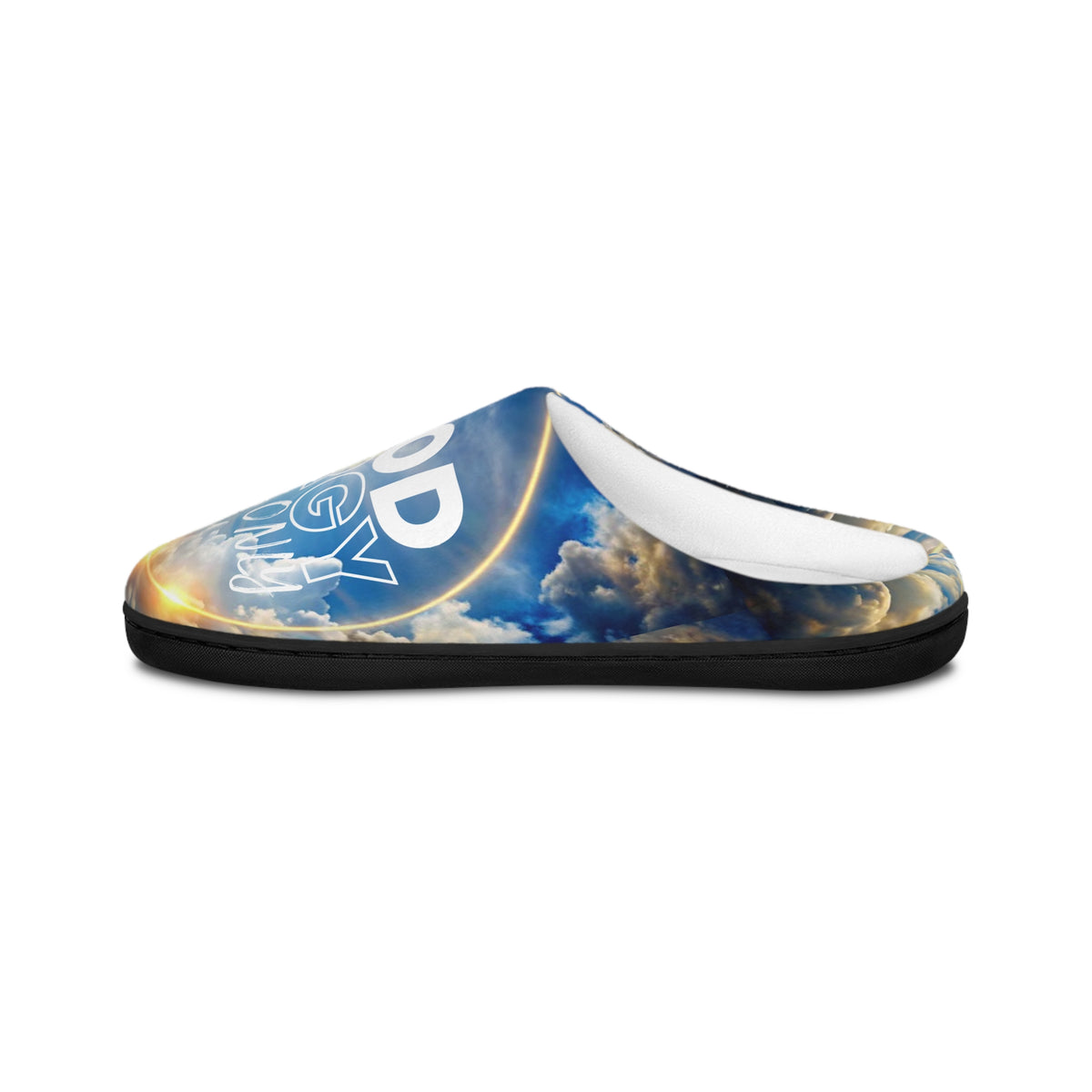 Men's Indoor Slippers — "Good Energy" Cloud Sky Comfort Slippers