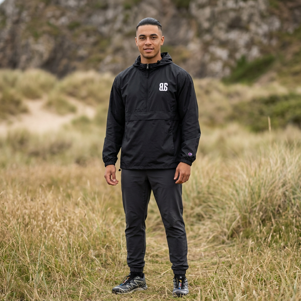 Champion Packable Orange Anorak Jacket - Lightweight Windbreaker for Outdoor Adventures