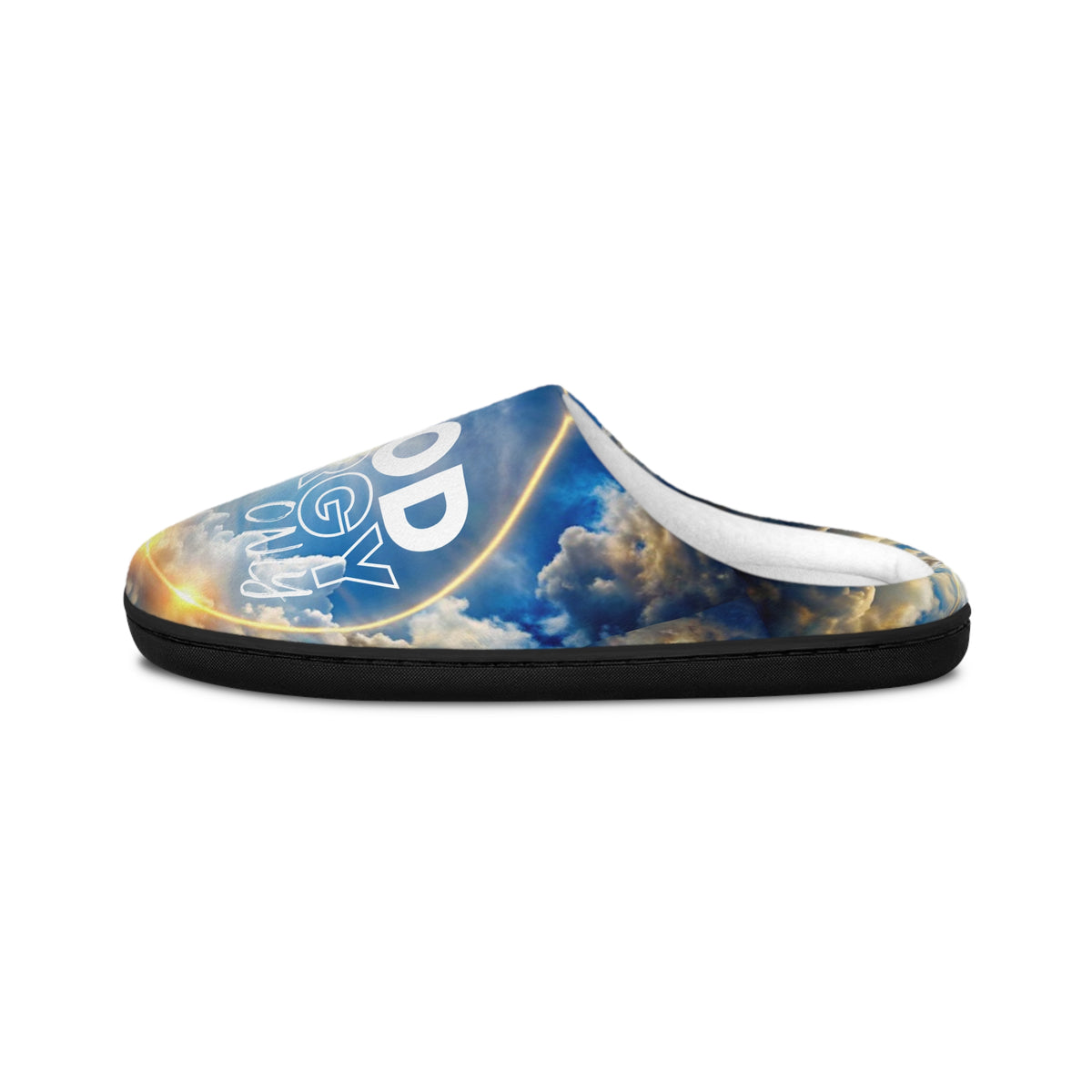 Men's Indoor Slippers — "Good Energy" Cloud Sky Comfort Slippers