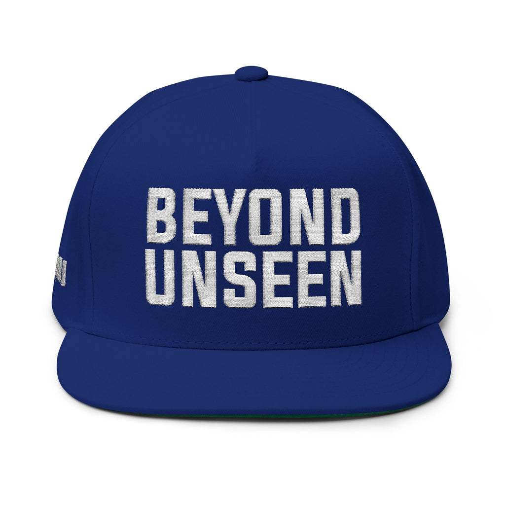 Beyond Unseen Flat Bill Cap — streetwear cap, independent clothing brand accessory